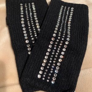 NWT Swarovski crystal cashmere fingerless gloves